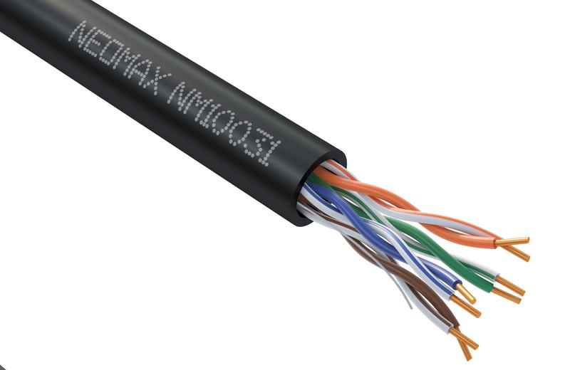 кабель витая пара u/utp кат.5e 4х2х24awg (0.51мм) solid cu pe outdoor черн. (nm10031) (уп.305м) neomax 148331 от BTSprom.by
