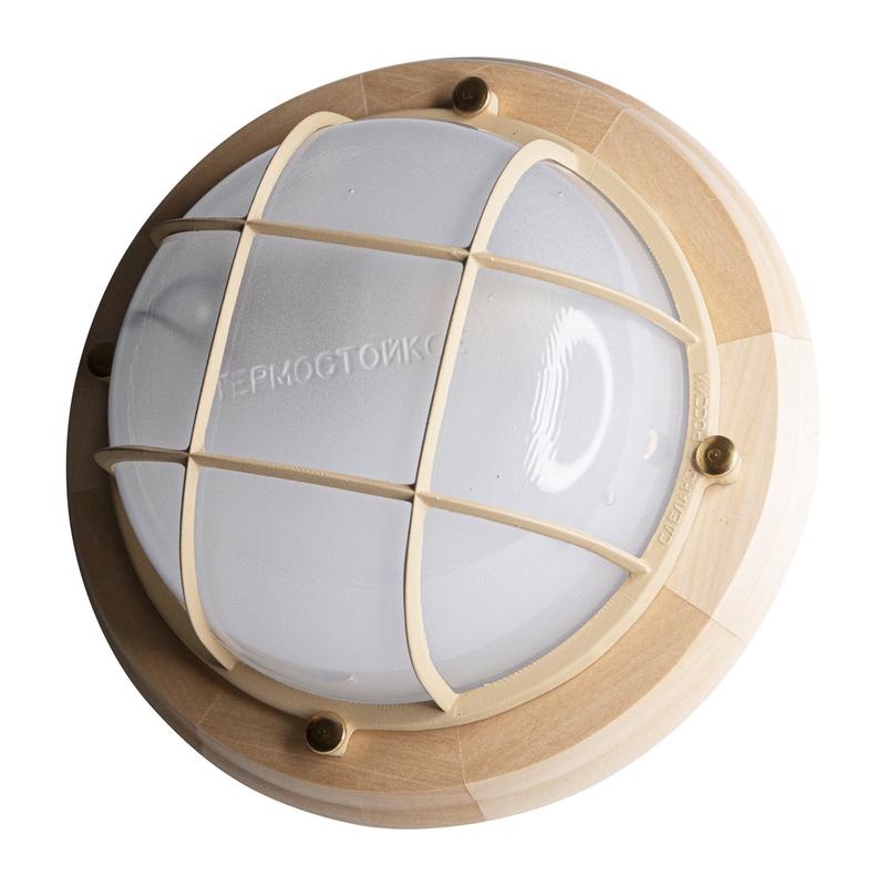  Светильник НББ 03-60-014 "Терма 1302" 1х60Вт E27 IP65 кругл. малый матов./корпус с решеткой дерево липа (инд. упак.) Элетех 1005501031 фото в каталоге от BTSprom.by
