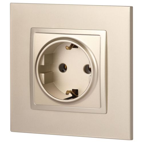  Розетка 1-м СП Эра Elegance 14-2101-04 16А IP20 16AX 250В 2P+E Schuko шампань Эра Б0034268 фото в каталоге от BTSprom.by