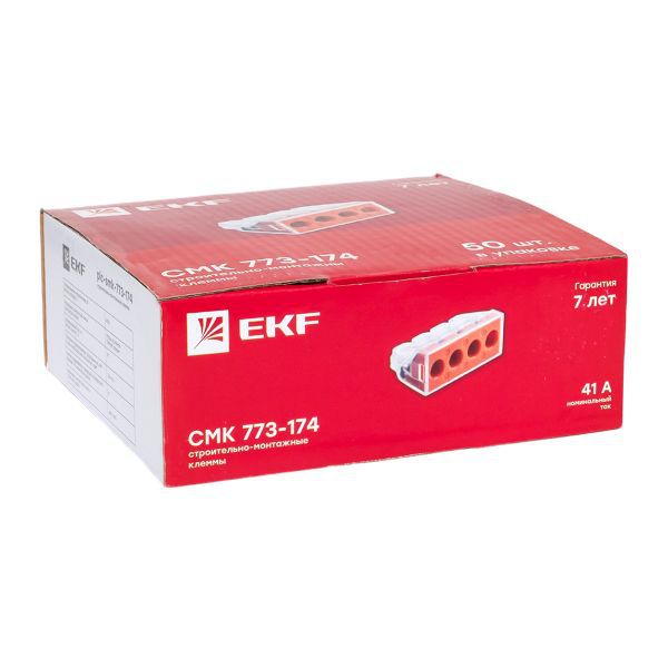  Клемма строительно-монтажная СМК 773-174 4-проводная 2.5-6кв.мм с пастой (уп.50шт) PROxima EKF plc-smk-773-174 фото в каталоге от BTSprom.by