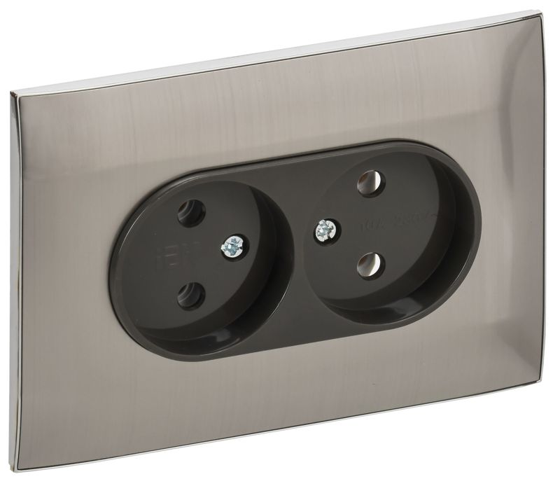 розетка 2-м skandy 10а без заземл. без защ. шторок в сборе sk-r10n никель iek sk-r20-10-k50-f от BTSprom.by