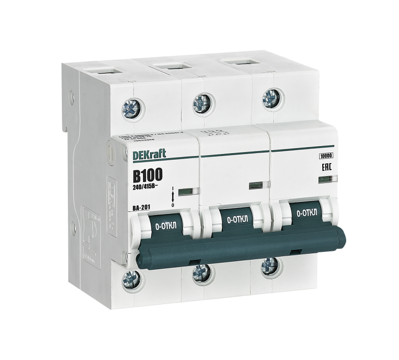 выключатель автоматический 3п b 100а 10ка ва-201 dekraft 13043dek от BTSprom.by