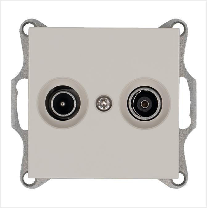 розетка телевизионная оконечная tv + fm 2-м ф9.5мм механизм тауп jasmart g6204t от BTSprom.by