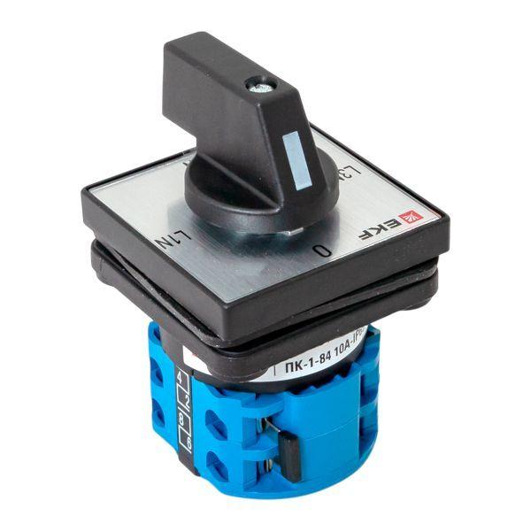  Переключатель кулачковый ПК-1-84 4п 10А для вольтметра (фазное напряжение) IP65 EKF pk-1-84-10-65 фото в каталоге от BTSprom.by