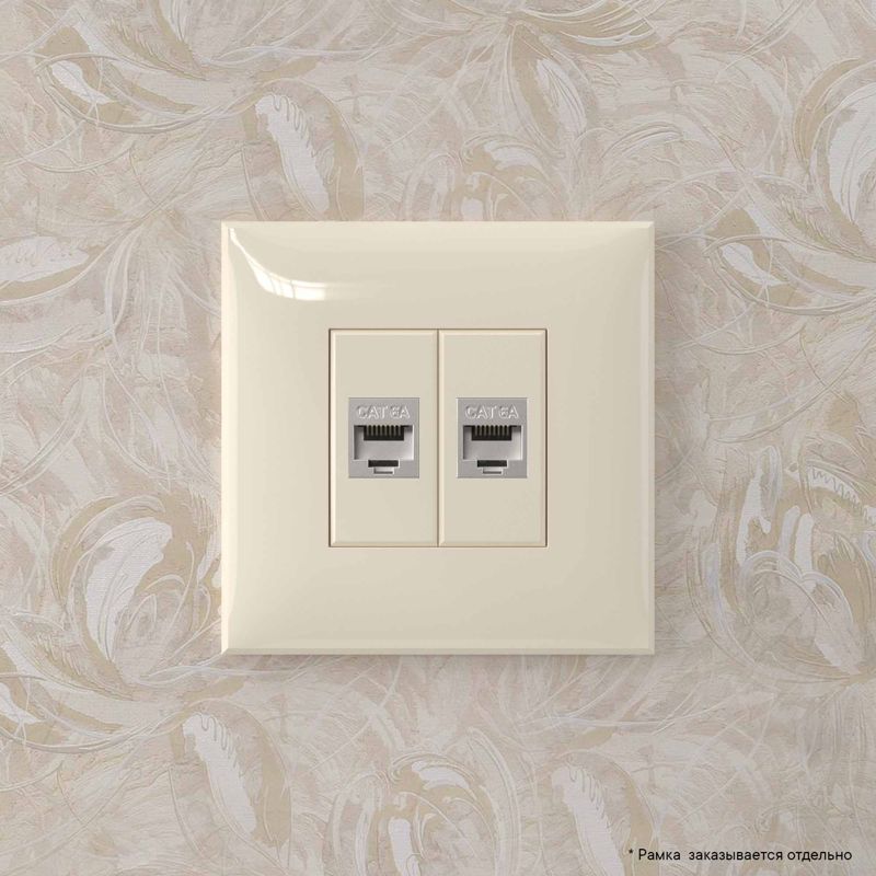  Розетка компьютерная 2-м СП Avanti "Ванильная дымка" RJ45 кат.6A без шторок экранир. механизм DKC 4405774 фото в каталоге от BTSprom.by