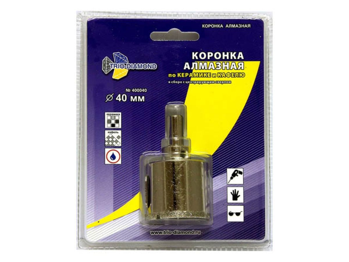 коронка алмазная  d 40 мм по керамике и кафелю trio-diamond 400040 от BTSprom.by