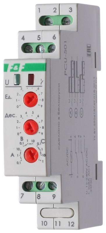 реле времени pcu-501 2х8а 24-264в ac/dc 2п ip20 многофункц. выдержка времен. после отключ. питания монтаж на din-рейке f&f ea02.001.021 от BTSprom.by