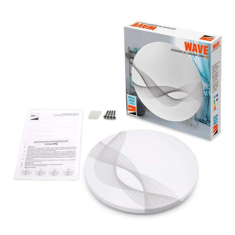 светильник светодиодный декоративный ppb wave 24вт 6500к ip20 d260х55 настенно-потолочный jazzway 5024946 от BTSprom.by