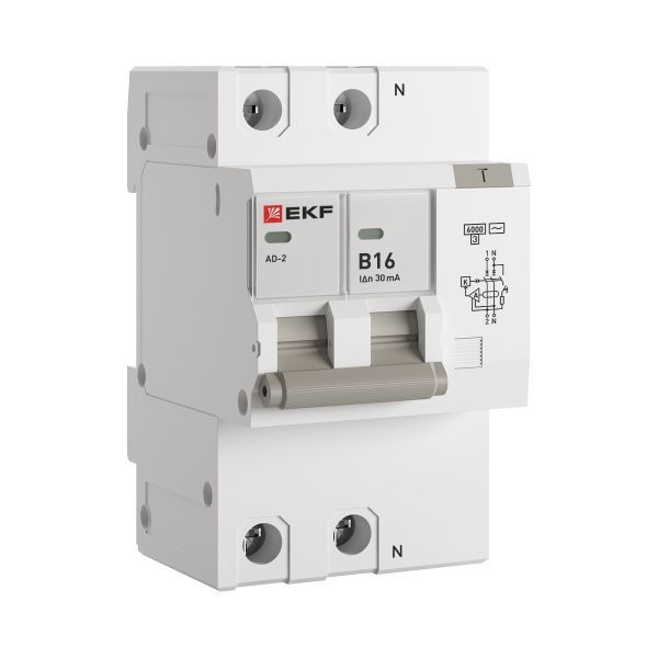  Выключатель автоматический дифференциального тока B 16А 30мА тип AC 6кА АД-2 (электрон.) PROxima EKF DA2-6-16B-30-pro фото в каталоге от BTSprom.by