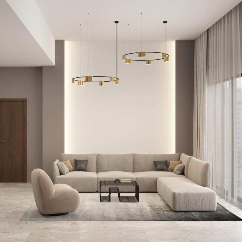  Светильник ORBIT 15Вт 15xGU10 IP20 LED подвесной алюм. черн.+сатинированное зол. DENKIRS 764327 фото в каталоге от BTSprom.by