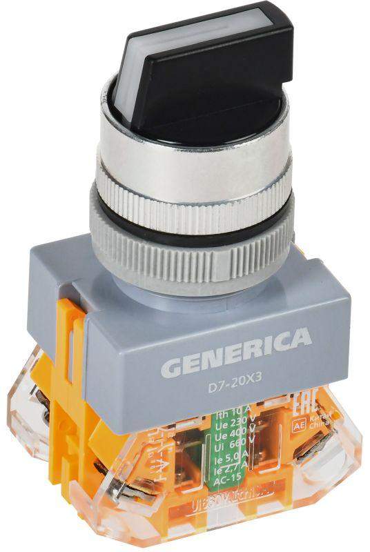 переключатель d7-20x3 3 полож. 1з+1р черн. generica bsw50-20x3-3-21-3-k02-g от BTSprom.by