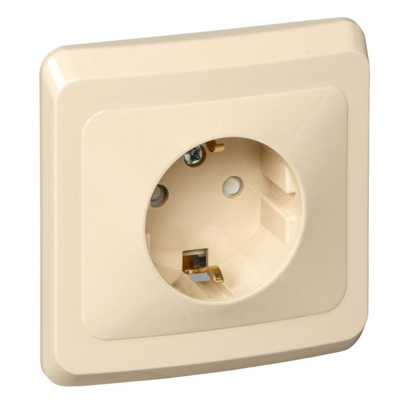 розетка 1-м сп этюд 16а ip20 250в с заземл. защ. шторки крем. se pc16-004k от BTSprom.by