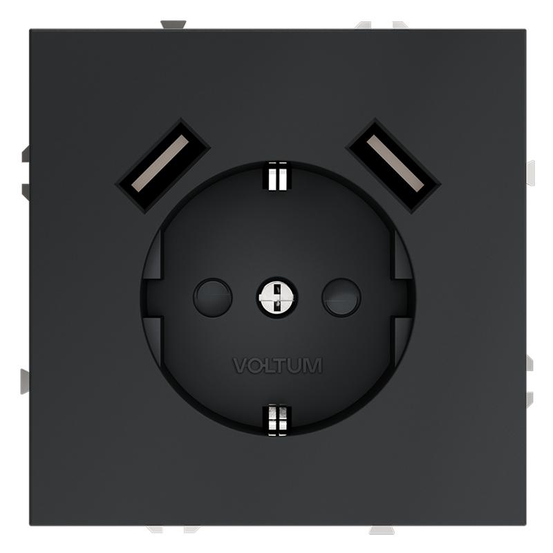 розетка 1-м сп s70 16а с usb a+a с заземл. защ. шторки механизм графит voltum vls040407 от BTSprom.by