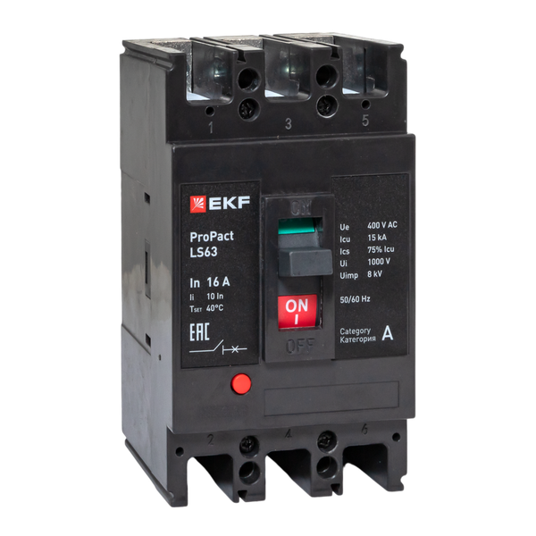 выключатель автоматический 3п 16а 15ка ls63 propact ekf mccb-63-15-3-16-ls от BTSprom.by