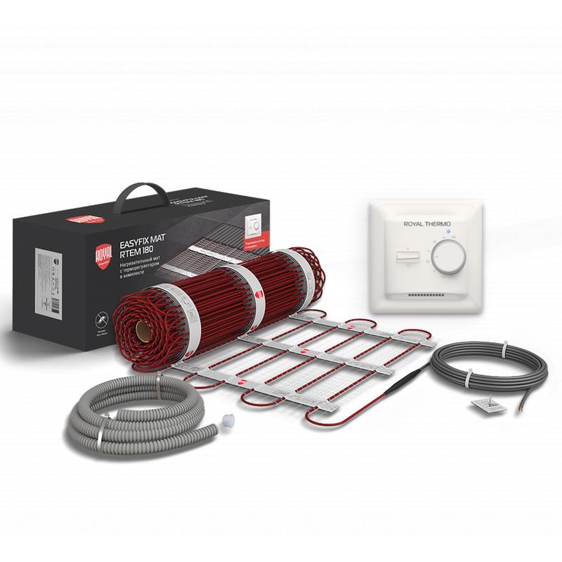 комплект "теплый пол" (мат) easyfix mat rtem 2-180-6 (комплект с терморегулятором) royal thermo нс-1599105 от BTSprom.by