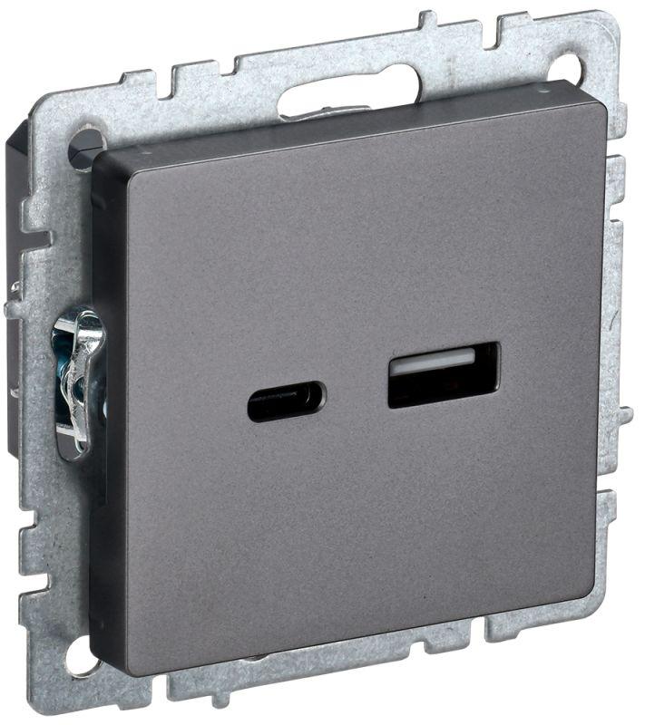 розетка brite usb a+c 18вт рю11-1-брс механизм сталь iek br-u22-018-k46 от BTSprom.by