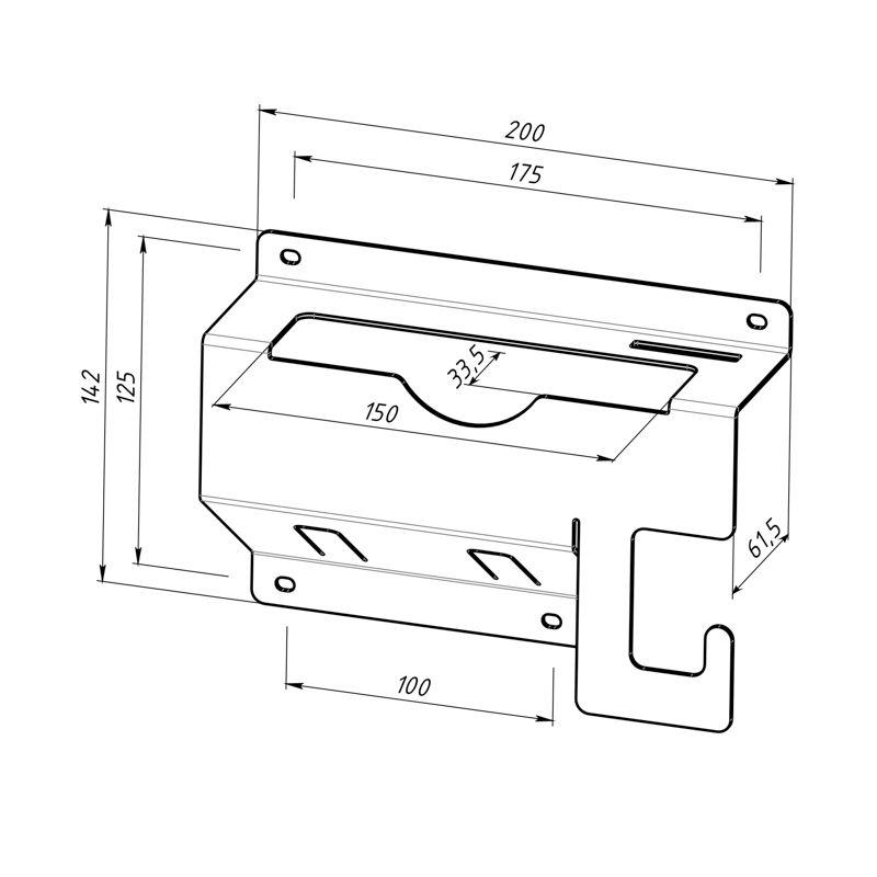  Держатель для угловых шлифмашинок до 125мм настенный с крючками черн. Rexant 38-0657 фото в каталоге от BTSprom.by