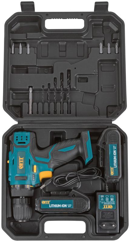  Дрель-Шуруповерт акк. 18В; 0-400/1450 об/мин; 29 Нм; 2 (Li-Ion) 1.3 Ач; 1.5 ч.; рез. накл.; кейс FIT 80189 фото в каталоге от BTSprom.by