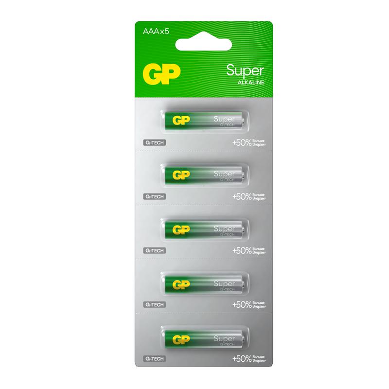 элемент питания алкалиновый aaa/lr03 1.5в super alkaline g-tech (блист.5шт) gp 1292 от BTSprom.by