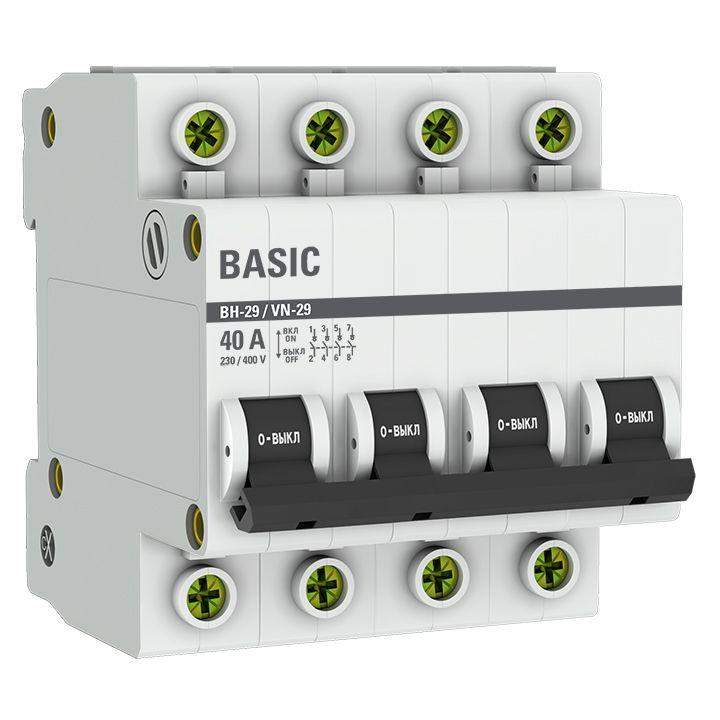 выключатель нагрузки 4п 40а вн-29 basic ekf sl29-4-40-bas от BTSprom.by