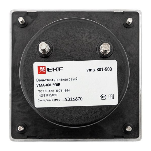  Вольтметр аналоговый VM-A801 на панель 80х80 (круглый вырез) 500В прямое подкл. EKF vm-a801-500/vma-801-500 фото в каталоге от BTSprom.by