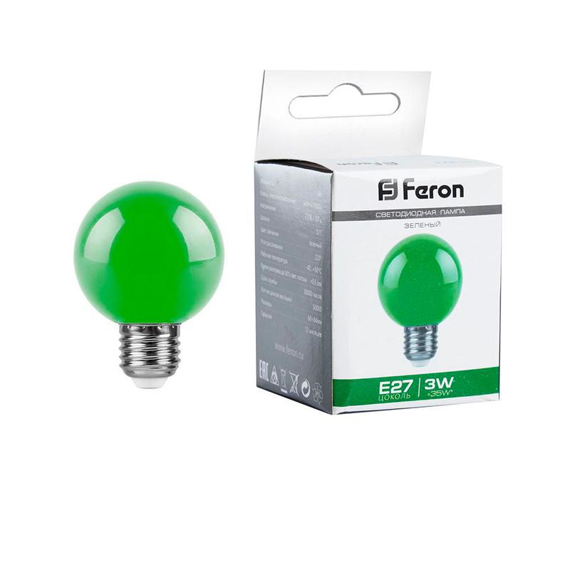 лампа светодиодная 3вт 230в e27 g60 матов. lb-371 зел. feron 25907 от BTSprom.by