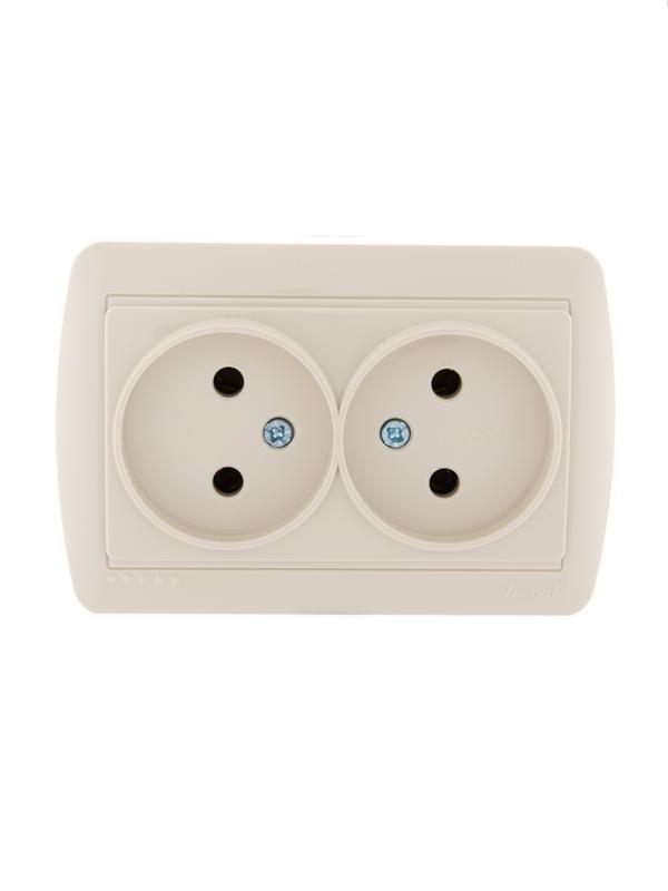 розетка 2-м оп demet 16а ip20 без заземл. закрыт. корпус керамика крем. lezard 711-0300-128 от BTSprom.by