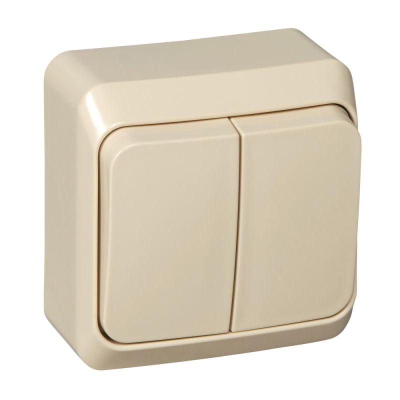 выключатель 2-кл. оп этюд 10а ip20 с подсветкой крем. se ba10-006k от BTSprom.by