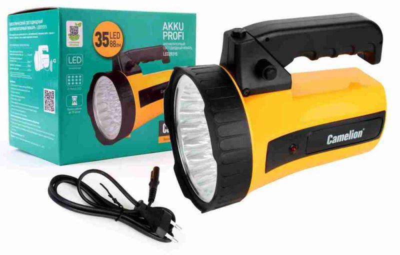 фонарь аккумуляторный 35led 29315 аккум. 6в 4а.ч 220в пластик. желт. (кор.) camelion 10469 от BTSprom.by