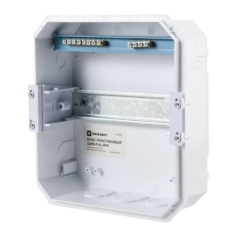 Бокс ЩРВ-П-8 IP41 пластик. бел. Rexant 11-0208 фото в каталоге от BTSprom.by