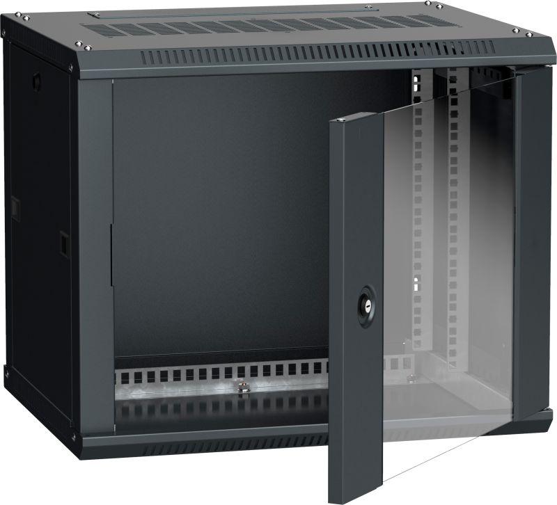 шкаф 19 дюйм linea w 9u 600х450мм настен. стекл. дверь ral9005 itk lwr5-09u64-gf от BTSprom.by