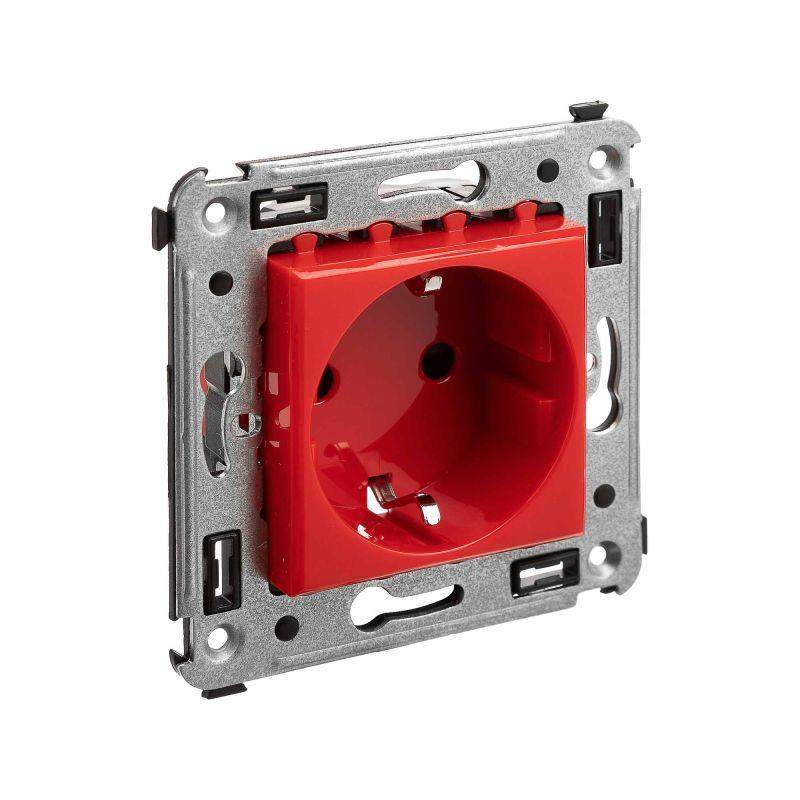  Розетка 1-м СП 2мод. Avanti "Красный квадрат" 16А IP20 2P+E защ. шторки красн. DKC 4401003 фото в каталоге от BTSprom.by