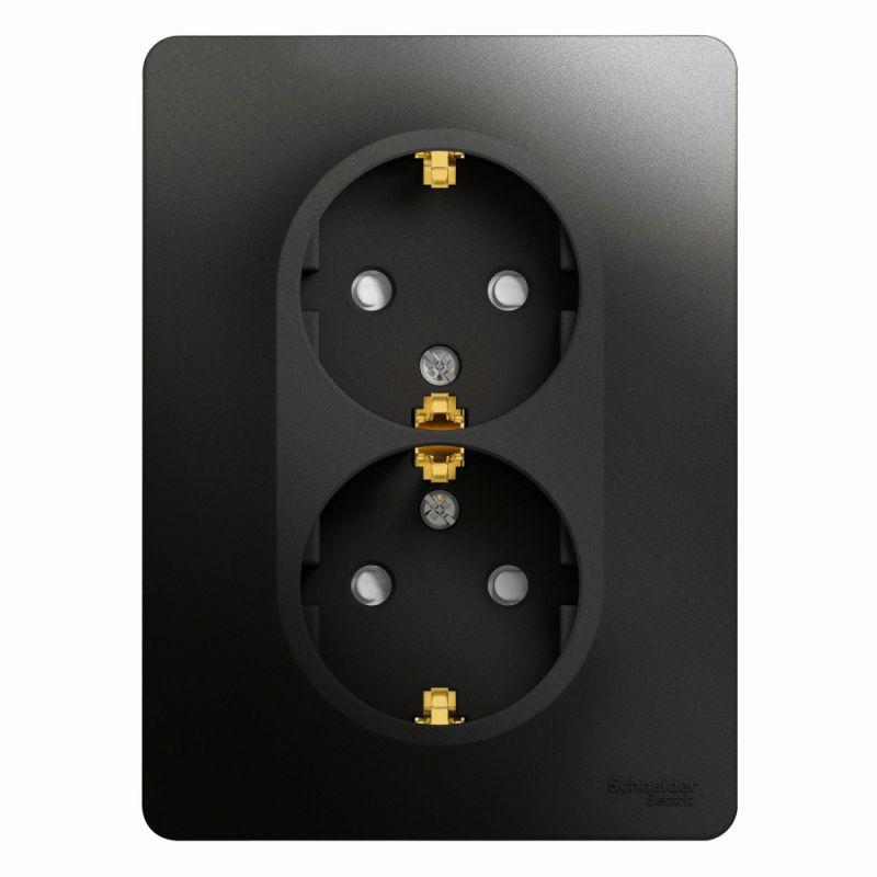 розетка 2-м glossa 16а с заземл. защ. шторки в сборе антрацит se gsl000726 от BTSprom.by