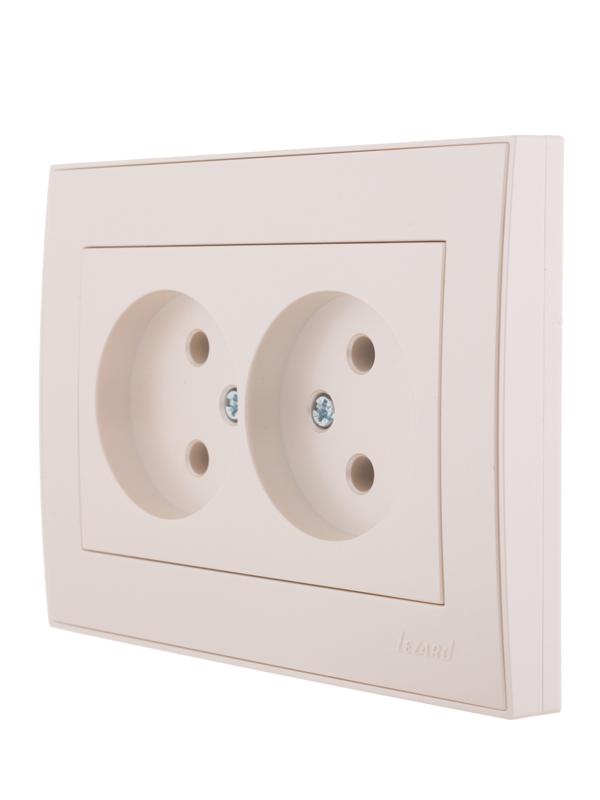  Розетка 2-м СП Rain 16А IP20 без заземл. керамика жемчуж./бел. метал. LEZARD 703-3030-128 фото в каталоге от BTSprom.by