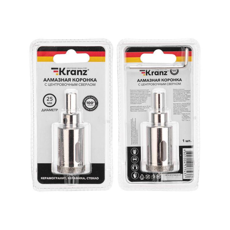  Коронка алмазная 25мм с центровочным сверлом Kranz KR-92-0008 фото в каталоге от BTSprom.by