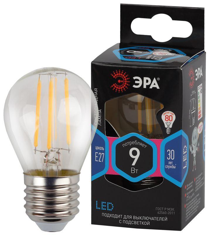 лампа светодиодная филаментная f-led p45-9w-840-e27 9вт p45 шар 4000к нейтр. бел. e27 эра б0047029 от BTSprom.by