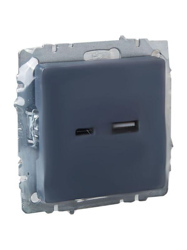  Розетка BRITE USB A+C 18Вт РЮ11-1-БрМ механизм маренго IEK BR-U22-018-K35 фото в каталоге от BTSprom.by