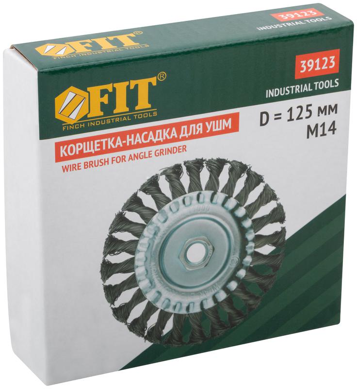  Корщетка-колесо гайка М14 стальная витая проволока 125мм FIT 39123 фото в каталоге от BTSprom.by