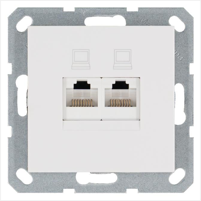 розетка компьютерная 2-м rj45 ip20 кат. 5e механизм бел. глянцевый jasmart g6106w от BTSprom.by