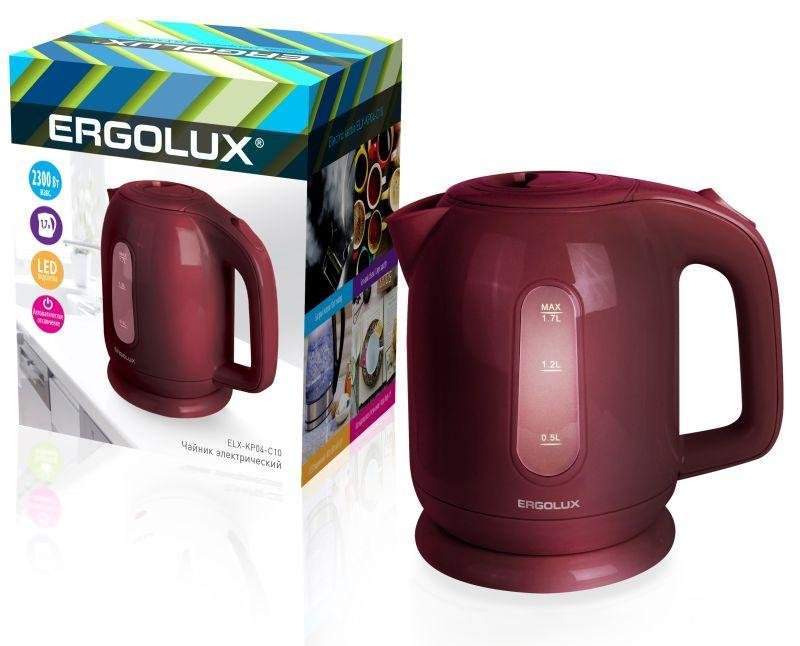 чайник электрический elx-kp04-c10 пластиковый 1.7л 160-250в 1500-2300вт темно-корич. ergolux 14495 от BTSprom.by