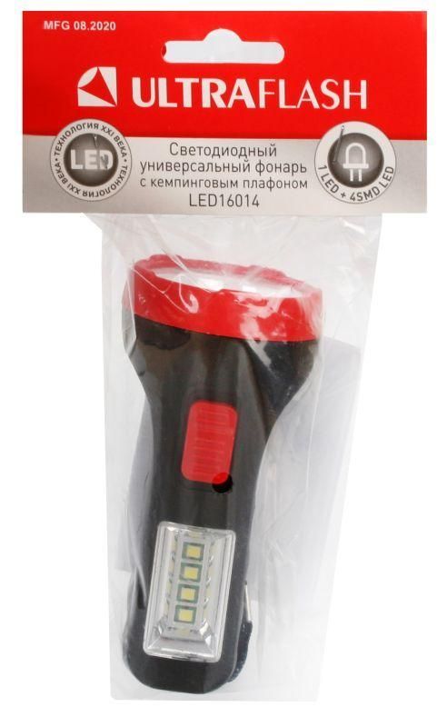 фонарь led16014 1 + 4smd led 2 реж. 1xr6 пласт блист-пакет ultraflash 14253 от BTSprom.by