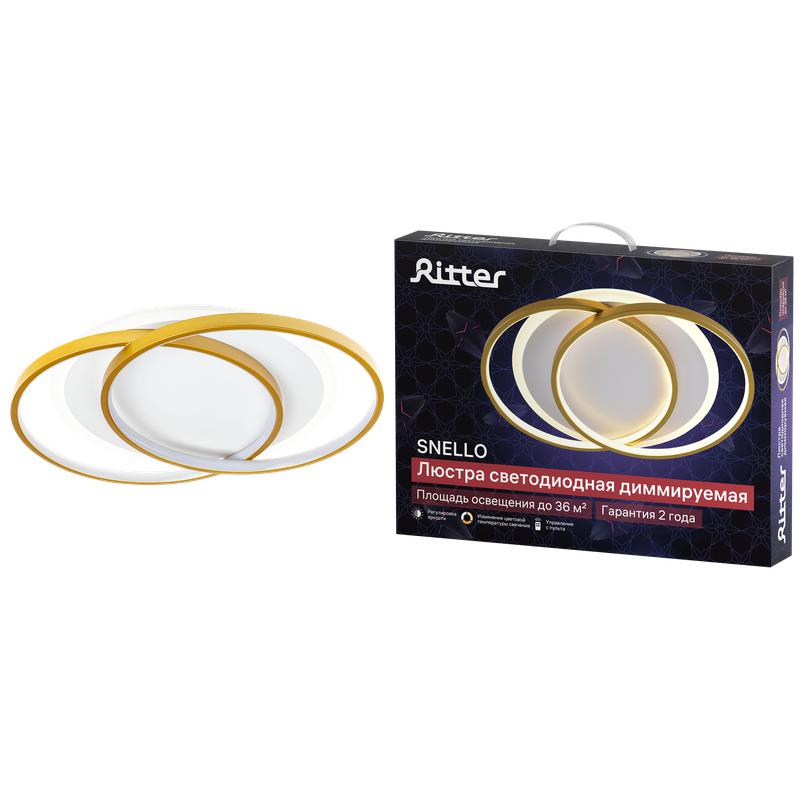 люстра потолочная светодиодная диммируемая snello с ду 3 режима 530х385х75мм 100вт 2700к/4000к/6400к 36кв.м зол. ritter 51624 2 от BTSprom.by