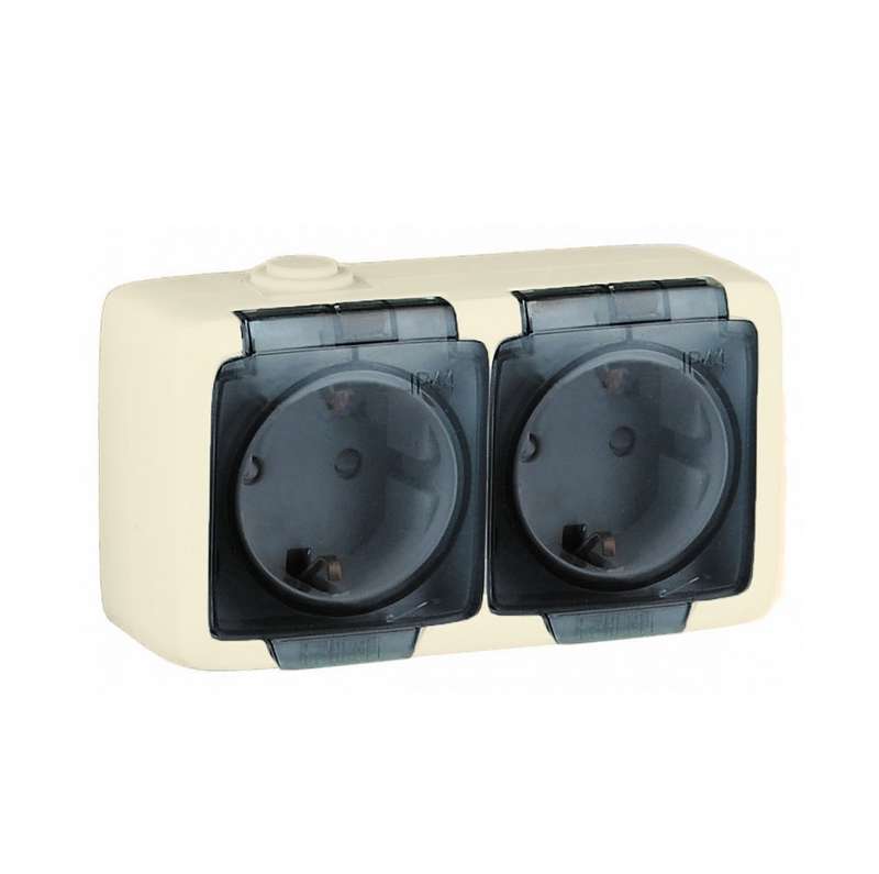 розетка 2-м оп альфа 16а ip44 250в с заземл. защ. шторки с крышкой сл. кость hegel ра16-252-01 от BTSprom.by