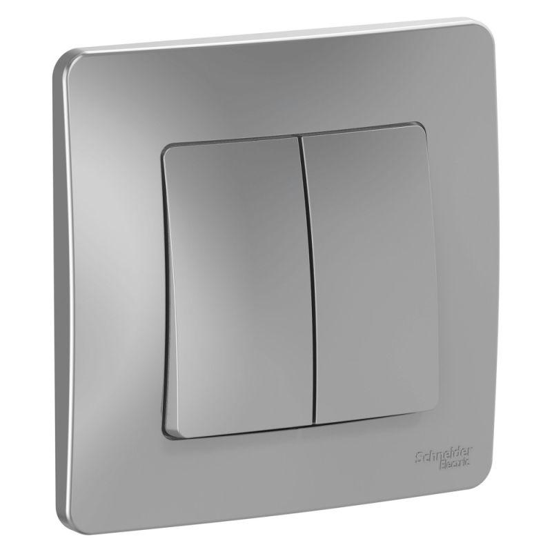 переключатель проходной 2-кл. сп blanca 10а ip20 (сх. 6+6) 250в алюм. se blnvs106603 от BTSprom.by