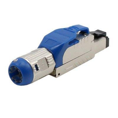 разъем полевой оконцовки plue-8p8c-s-c8-sh-bl rj-45 (8p8c) под витую пару для одножил. кабеля toolless кат.8 экранир. накручив. хвостовик син. hyperline 403353 от BTSprom.by