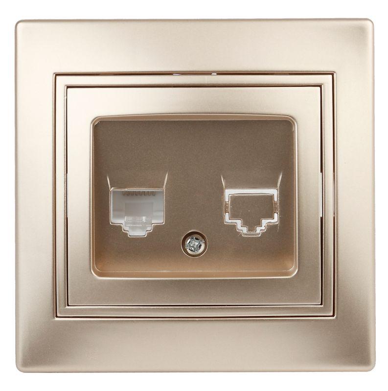 розетка компьютерная 1-м сп plano 1-303-04 rj45 ip20 шампань intro б0030087 от BTSprom.by