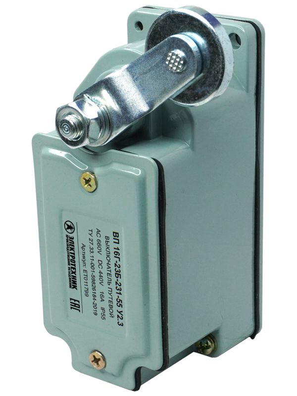 выключатель путевой вп 16г-23б-231-55 у2.3 1но+1нз ip55 рычаг с роликом без сальника ход влево самовозврат электротехник et011799 от BTSprom.by