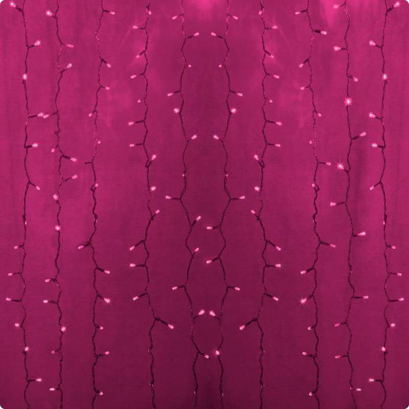 дождь (занавес) 2х1,5м, прозрачный пвх, 360 led розовые от BTSprom.by