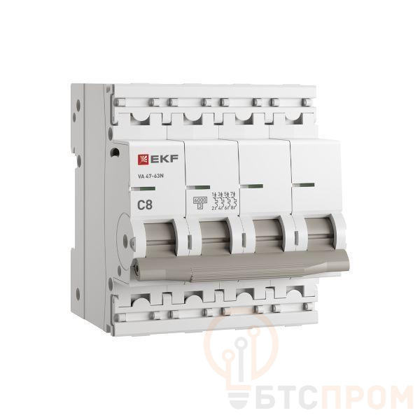 Выключатель автоматический модульный 4п C 8А 6кА ВА 47-63N PROxima EKF M636408C фото в каталоге от BTSprom.by  Выключатель автоматический модульный 4п C 8А 6кА ВА 47-63N PROxima EKF M636408C фото в каталоге от BTSprom.by