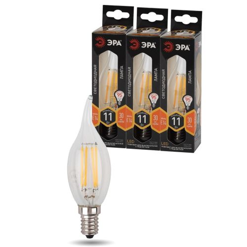 Лампа светодиодная филаментная F-LED BXS-11W-827-E14 BXS 11Вт свеча на ветру E14 тепл. бел. ЭРА Б0047001 фото в каталоге от BTSprom.by